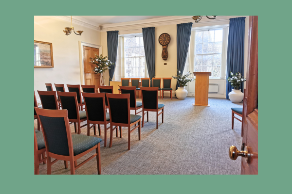 The Adam Room set out for a wedding ceremony