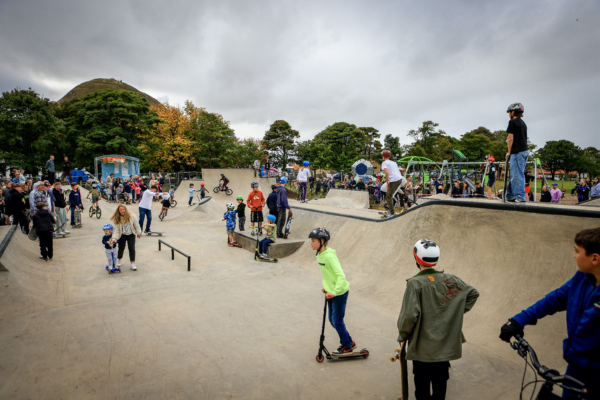 skaters and scooters at the family space, North Berwick skate park