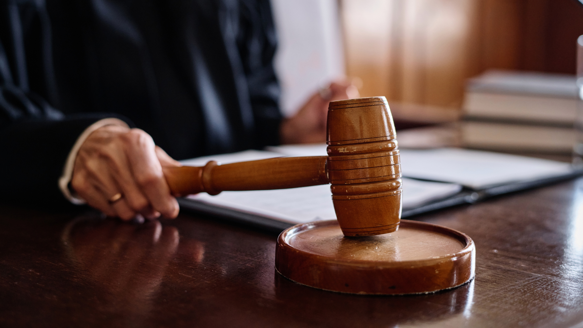 judge with court room hammer
