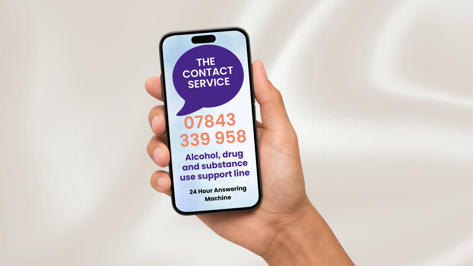 Mobile phone promoting Contact Service 07843 339958 
