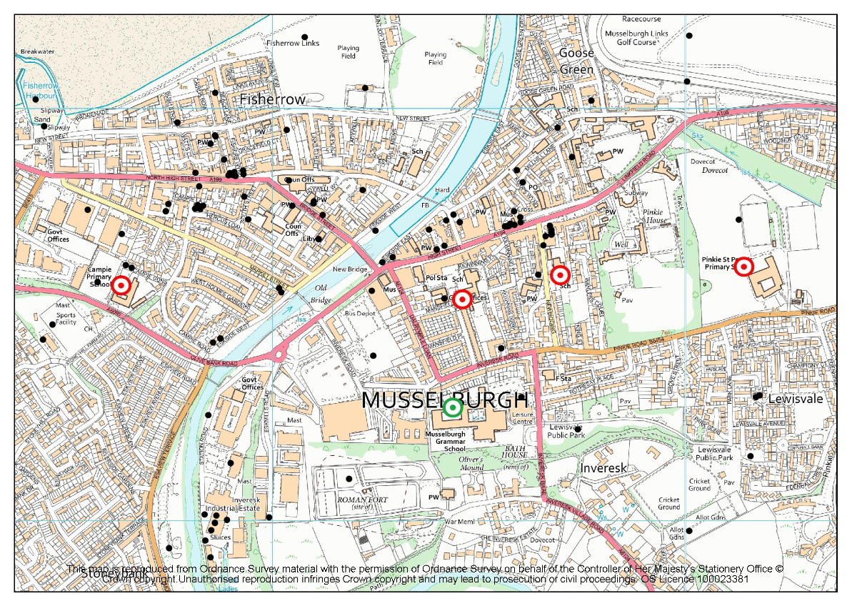 Musselburgh area map