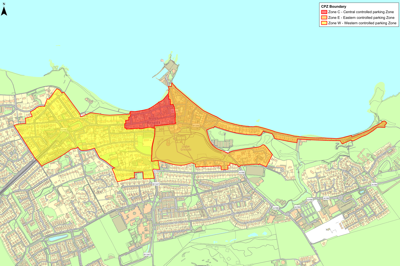 North Berwick parking zone boundary map