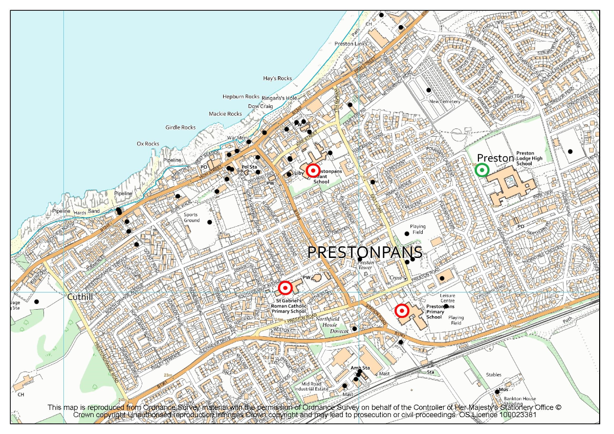Prestonpans area map