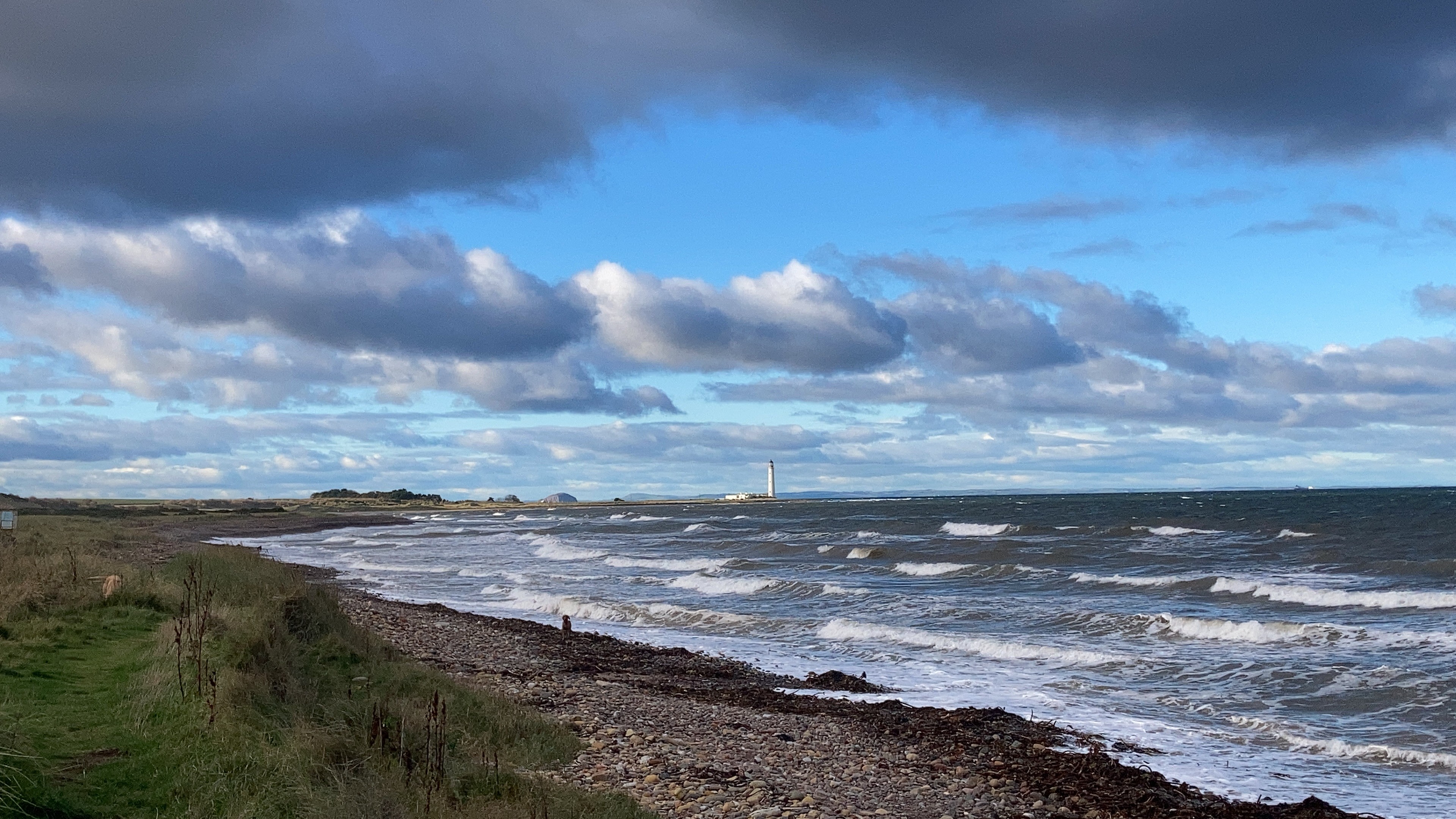 Barns Ness beach and lighthouse
