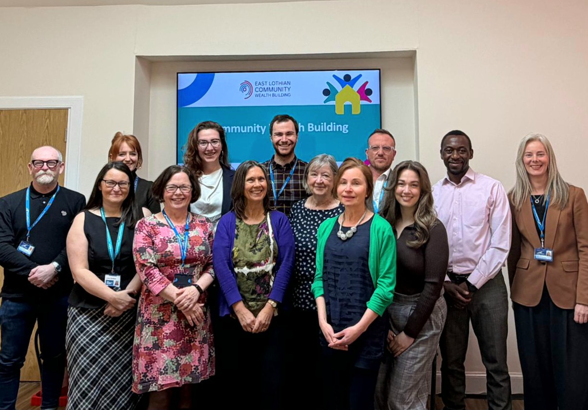East Lothian Community Wealth Building Partnership, comprising East Lothian Council, Edinburgh College, NHS Lothian, Queen Margaret University, Skills Development Scotland, SESTrans and Volunteer Centre East Lothian.