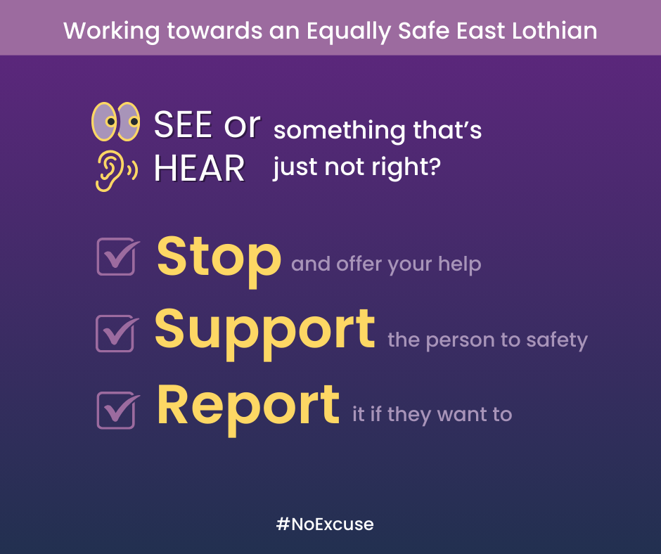image promoting Stop, Support, Report message to tackle gender-based violence